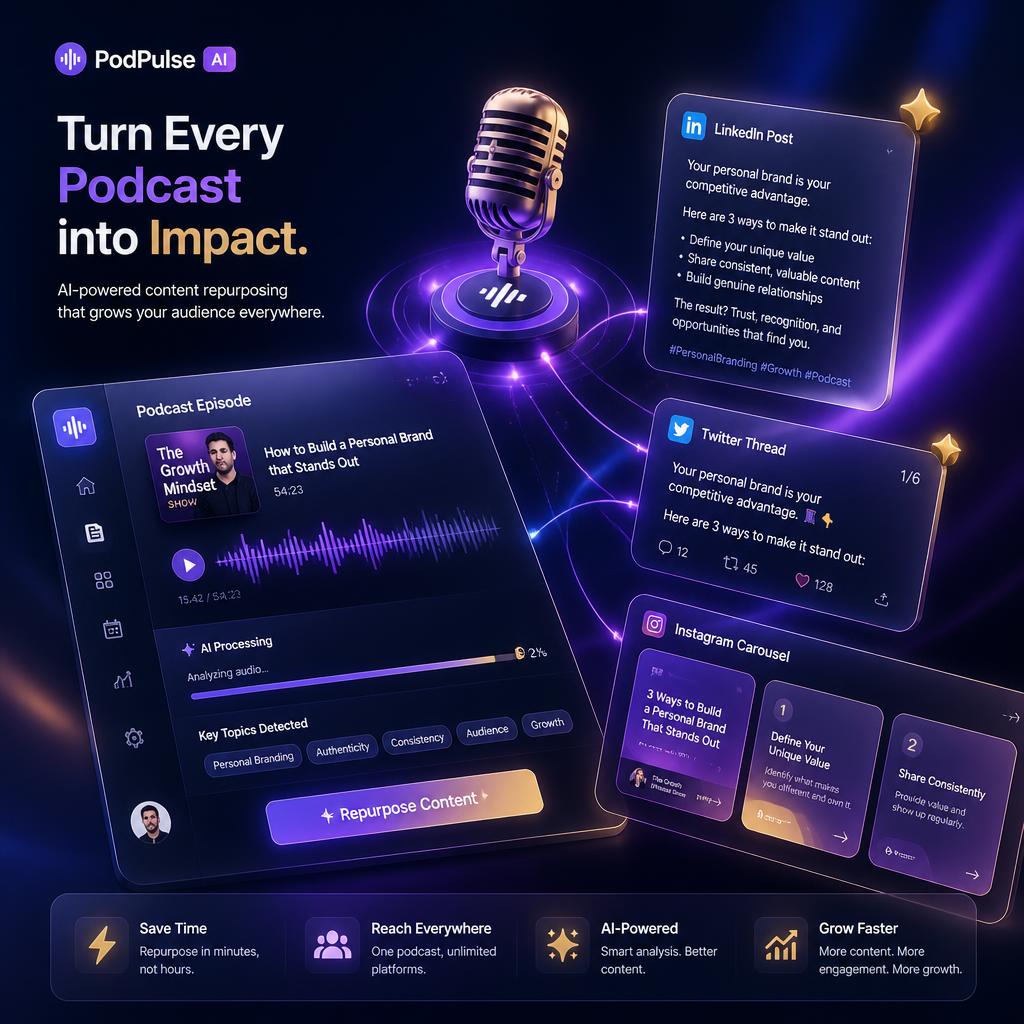 PostSpark podcast-to-social repurposing tool